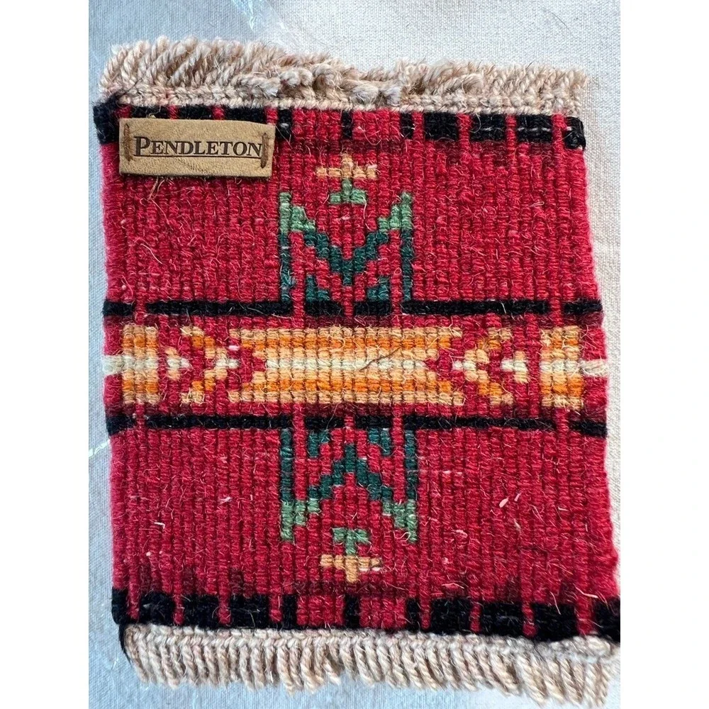 New Vintage Pendleton Set of 4 Woven Loomed Wool Coaster Rug Matts 6